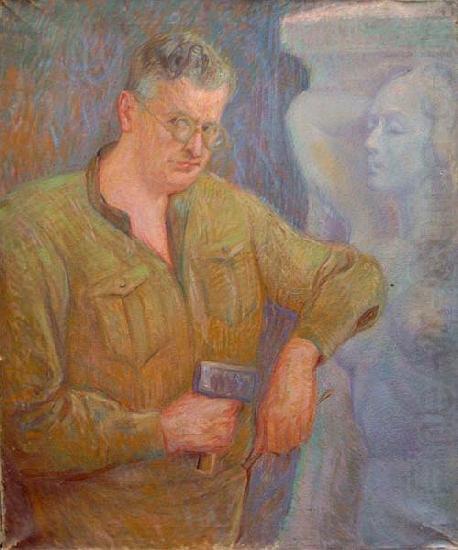 Johannes Martini Der Bildhauer Fritz Behn mit Faustel bei der Arbeit china oil painting image